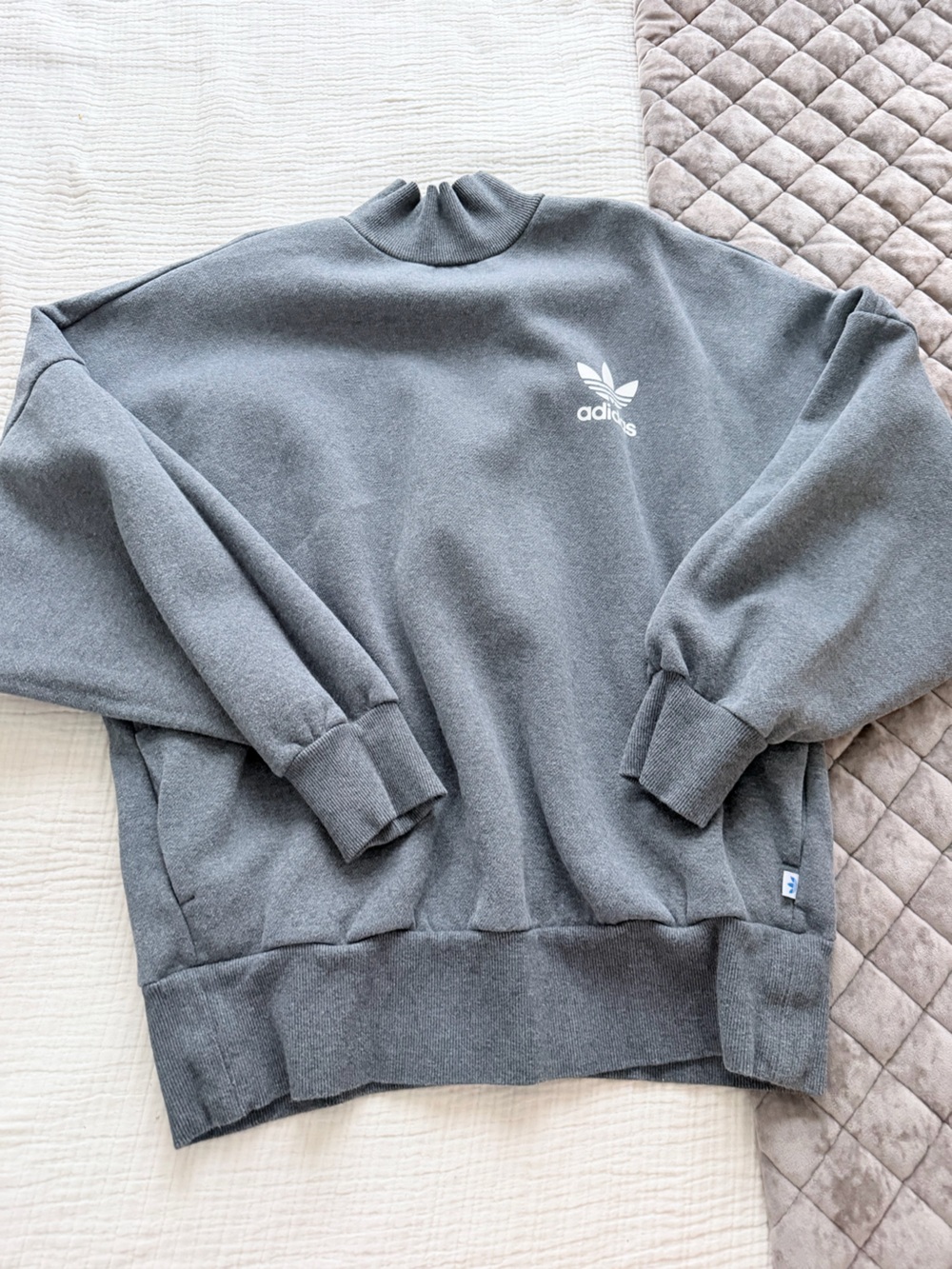 adidas Gray Mock Neck Crewneck Sweatshirt